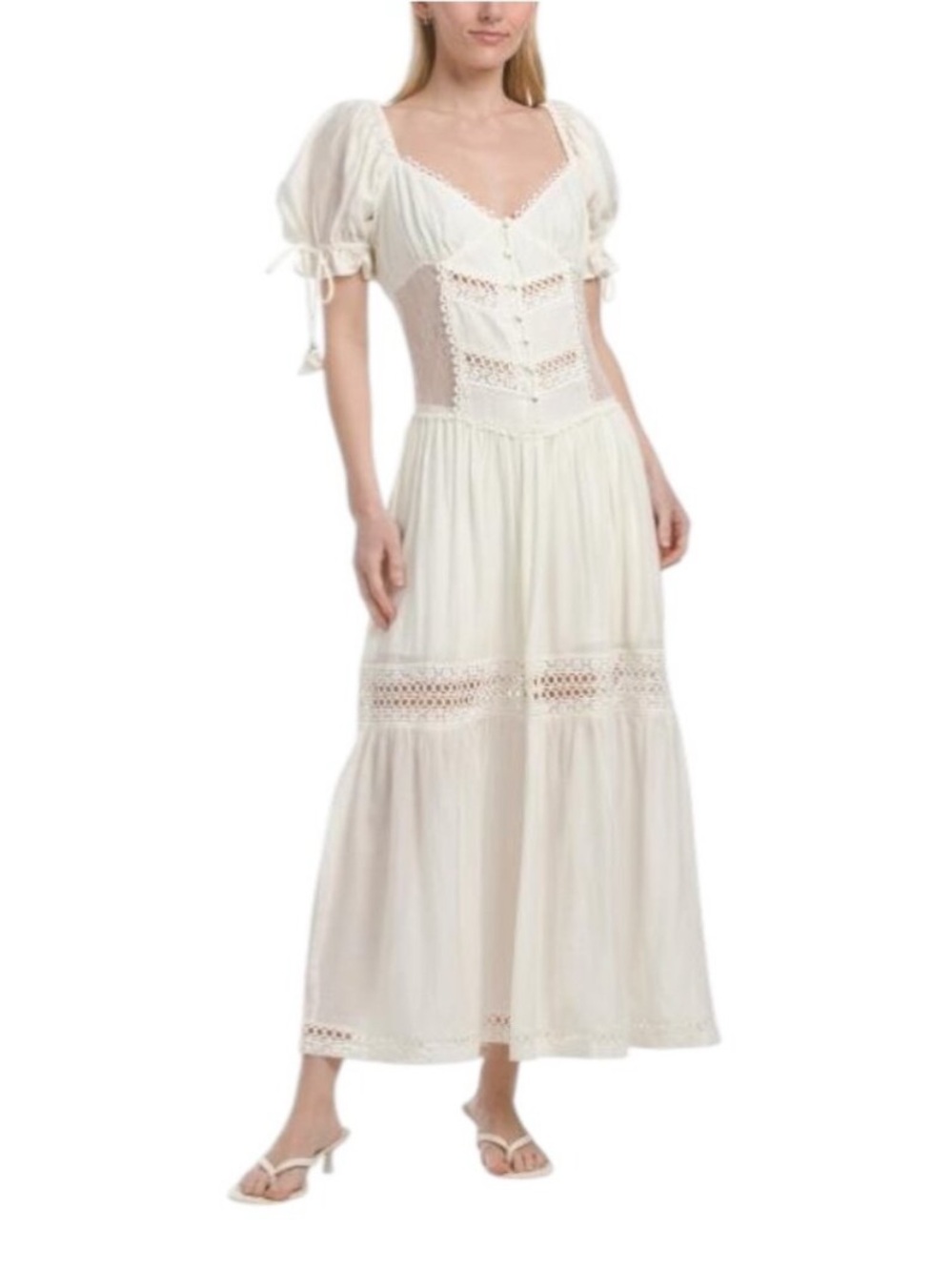 En Saison Peregrine Maxi Dress Cottagecore Boho Delicate Lace 100% Cotton Large